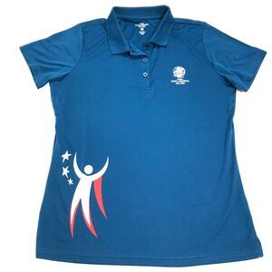 Copa America Official Size M Womens Blue Teal Polo Shirt Conmebol Soccer